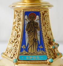 Solid silver gilt antique French Gothic Chalice.